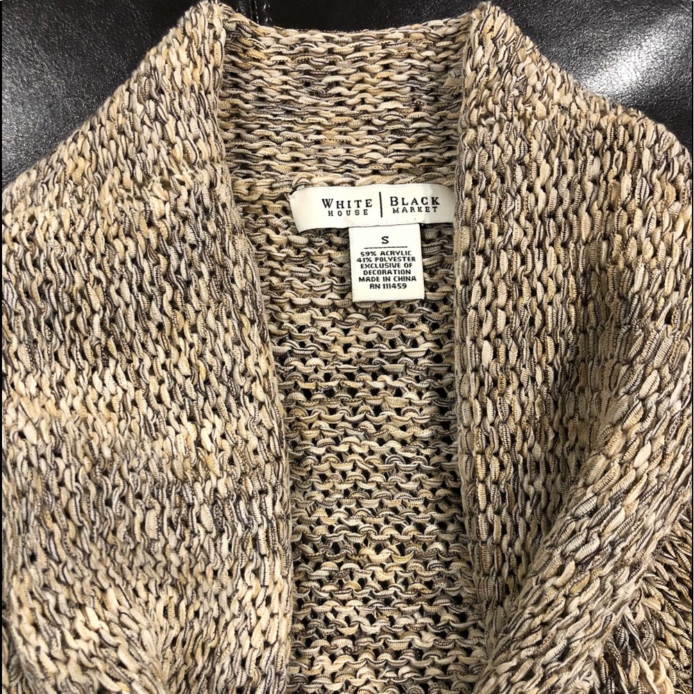 White House Black Market Cream Crochet Cardigan - Picture 3 of 7